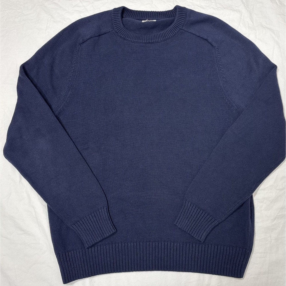 J. Crew Womens Crew Neck Sweater Navy Blue Raglan Sleeve Knitted Pullover L